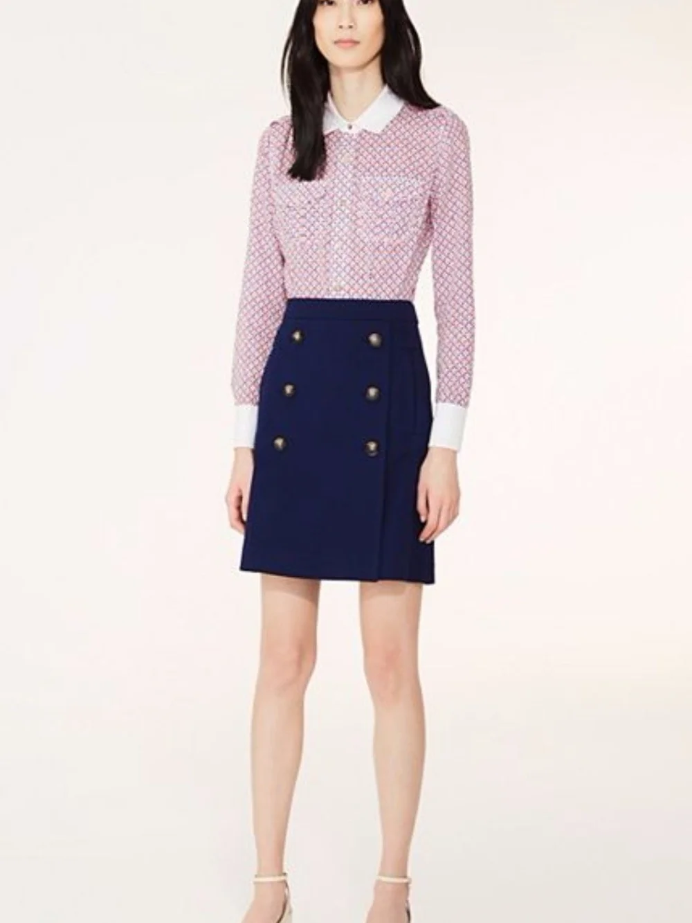 Tory Burch Brigitte Blouse With Geometric Print Size 10.